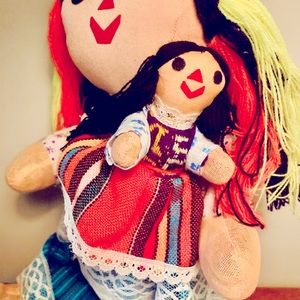 🎁 NEW Vtg. Mexican Doll 15” collect handmade